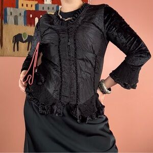 Vintage Y2K Pretty Angel Black Gothic Fairy Textured Blouse